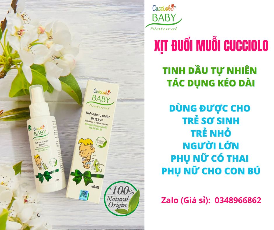 Xịt chống muỗi Cucciolo thành phần tự nhiên an toàn cho trẻ sơ sinh