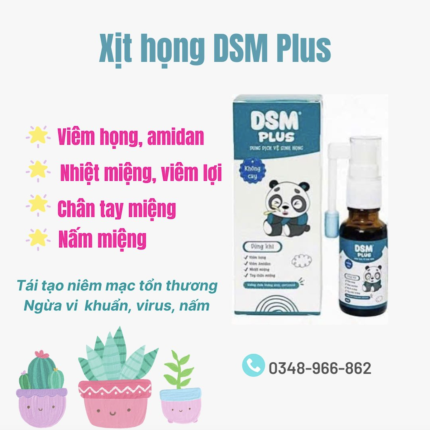 Xịt họng DSM giảm đau họng, viêm họng viêm amidan chân tay miệng