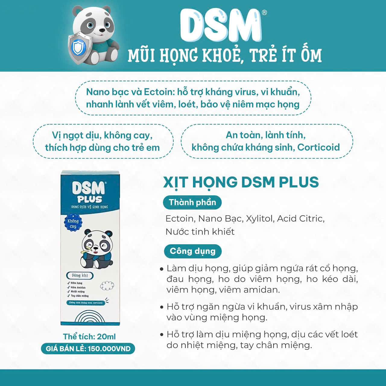 xịt họng dsm giảm đau họng do viêm họng amidan nhiệt miệng chân tay miệng