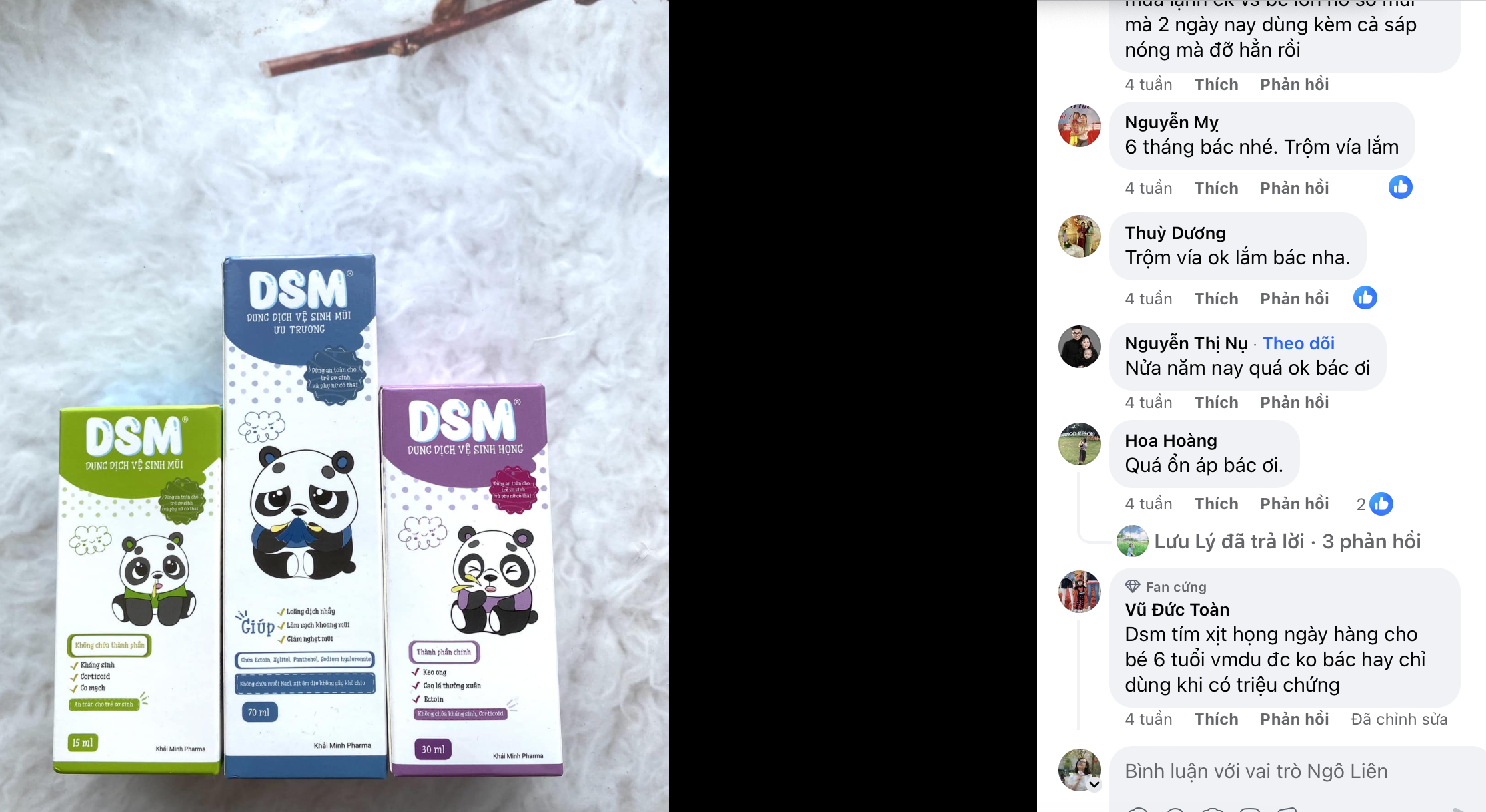 Phản hồi về xịt mũi họng DSM